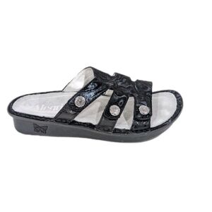 Alegria Venice Sandals EU 36 Women Black Slides Comfort Shoes Suede Slip on